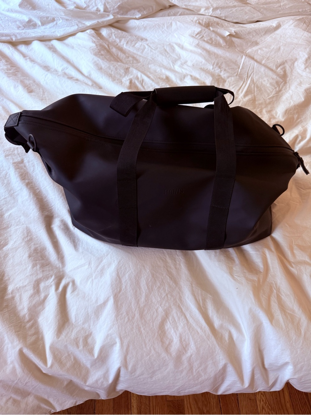 Rains Black Men's Duffel Bag with Shoulder Strap